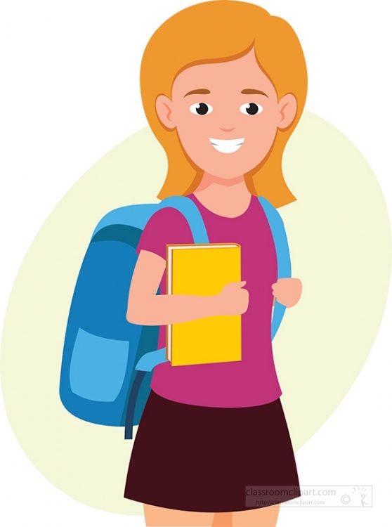 Profile Of A Sad Schoolgirl With A Backpack Tired Child Stock - Clip Art  Library