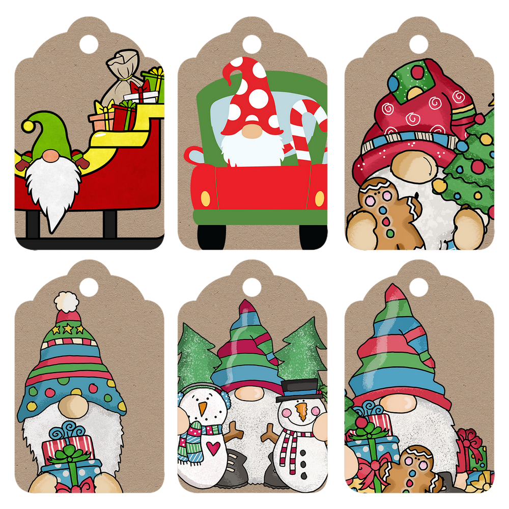Festive Gnome Christmas Gift Tags - Printable Holiday Decorations