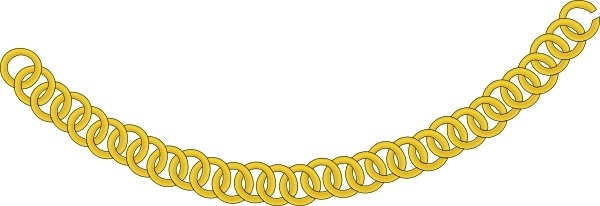 Golden chain with interlocking oval links, stylized vector illustration on white background.