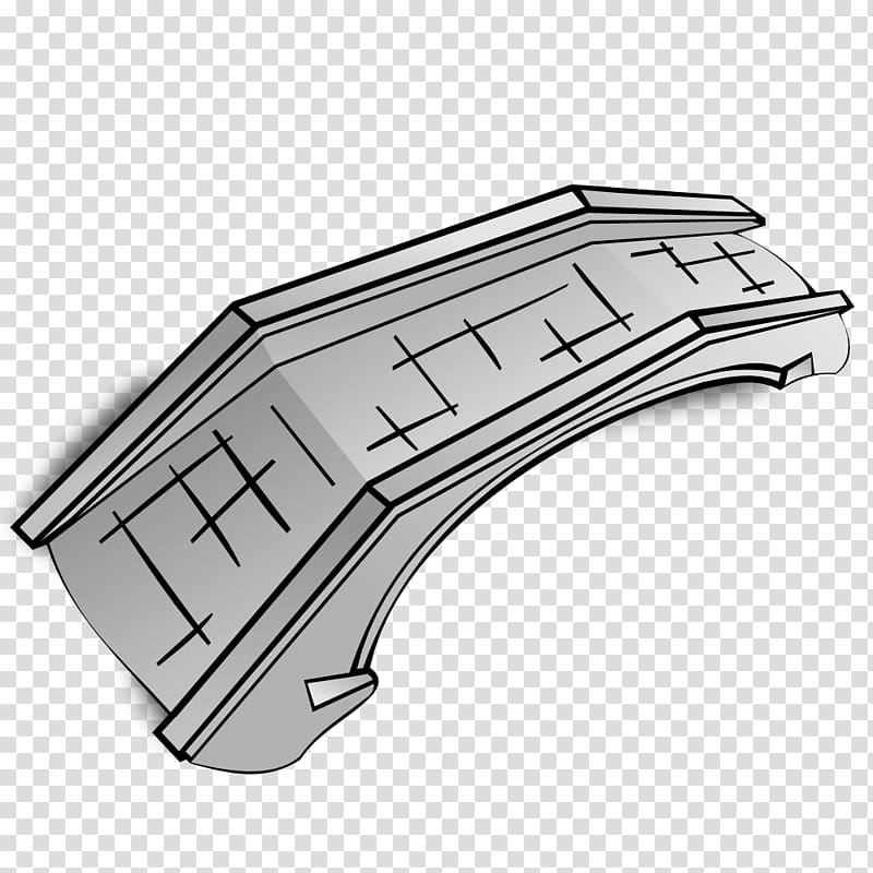 Gray cartoon-style car fender with cross-hatch detailing and shadow, isolated on transparent background.