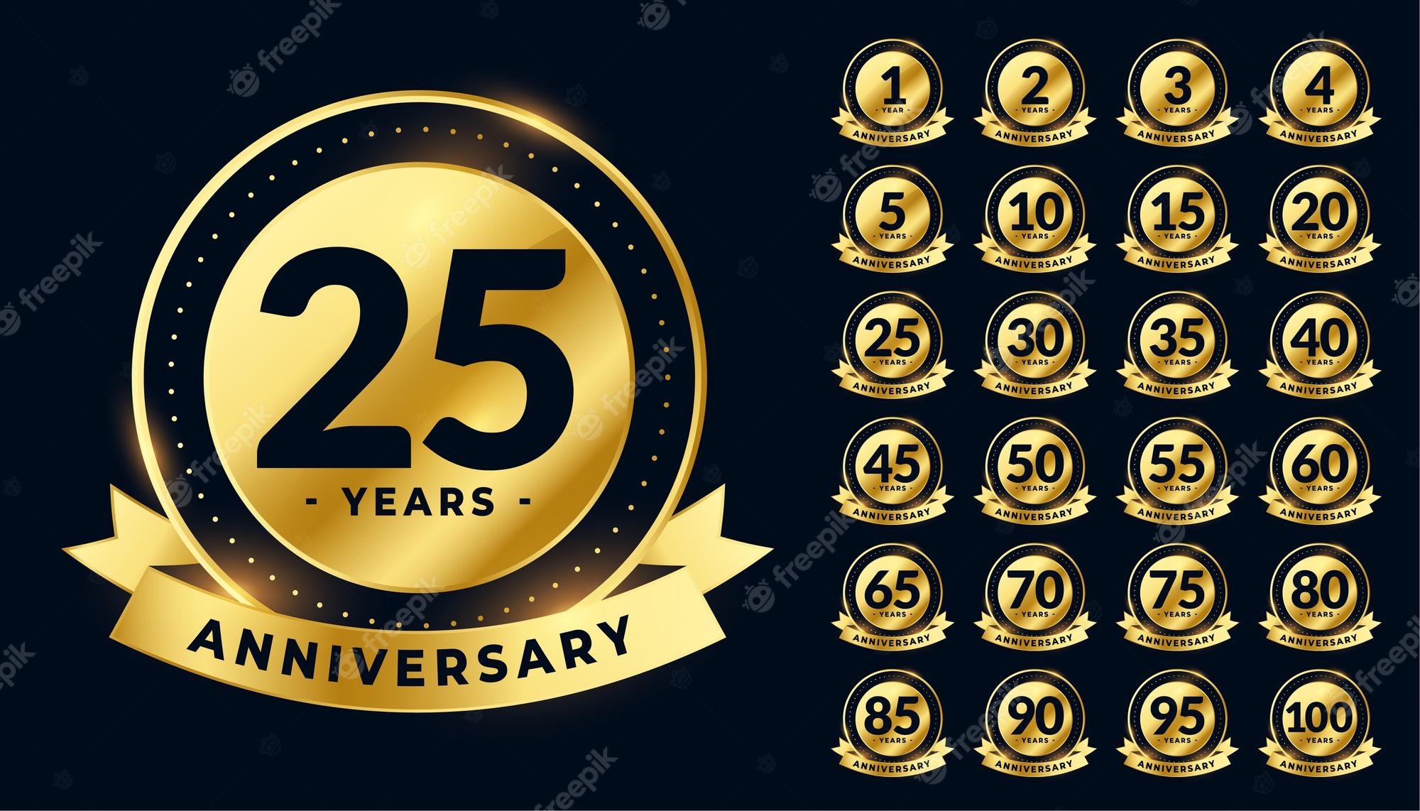 Isolated abstract golden 25th anniversary logo Vector Image