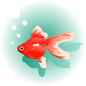 Goldfish in a Bubble - Whimsical Aquatic Illustration