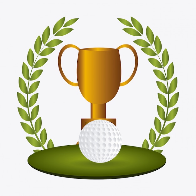 Golf Award With Green Crest And Blank Gold Label Showing A Golfing ...