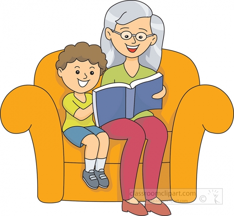 Grandmother Reading to Grandson - Heartwarming Family Bonding Moment