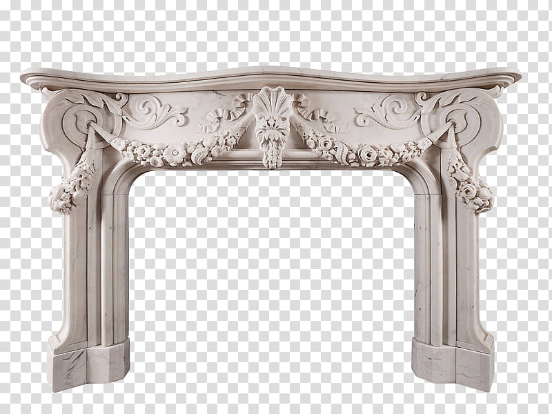 Elegant Rococo-Style Marble Fireplace Mantel - Classic Architectural Detailing