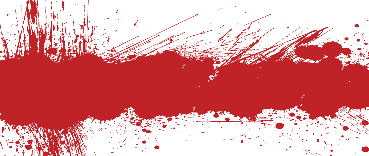 Red background with two vertical white distressed stripes on the right side.