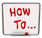 Whiteboard with bold red handwritten text "HOW TO..." indicating a tutorial or instructional guide.
