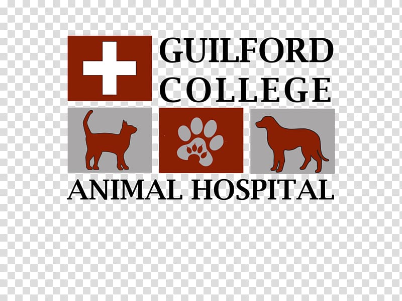 Guilford College Animal Hospital logo featuring a cross, cat, paw print, and dog silhouettes.