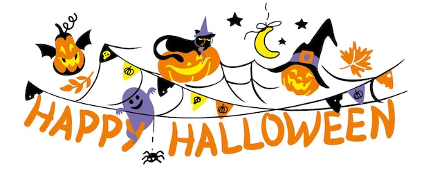 Happy Halloween Banner Clipart PNG Images, Happy Halloween Banner ...