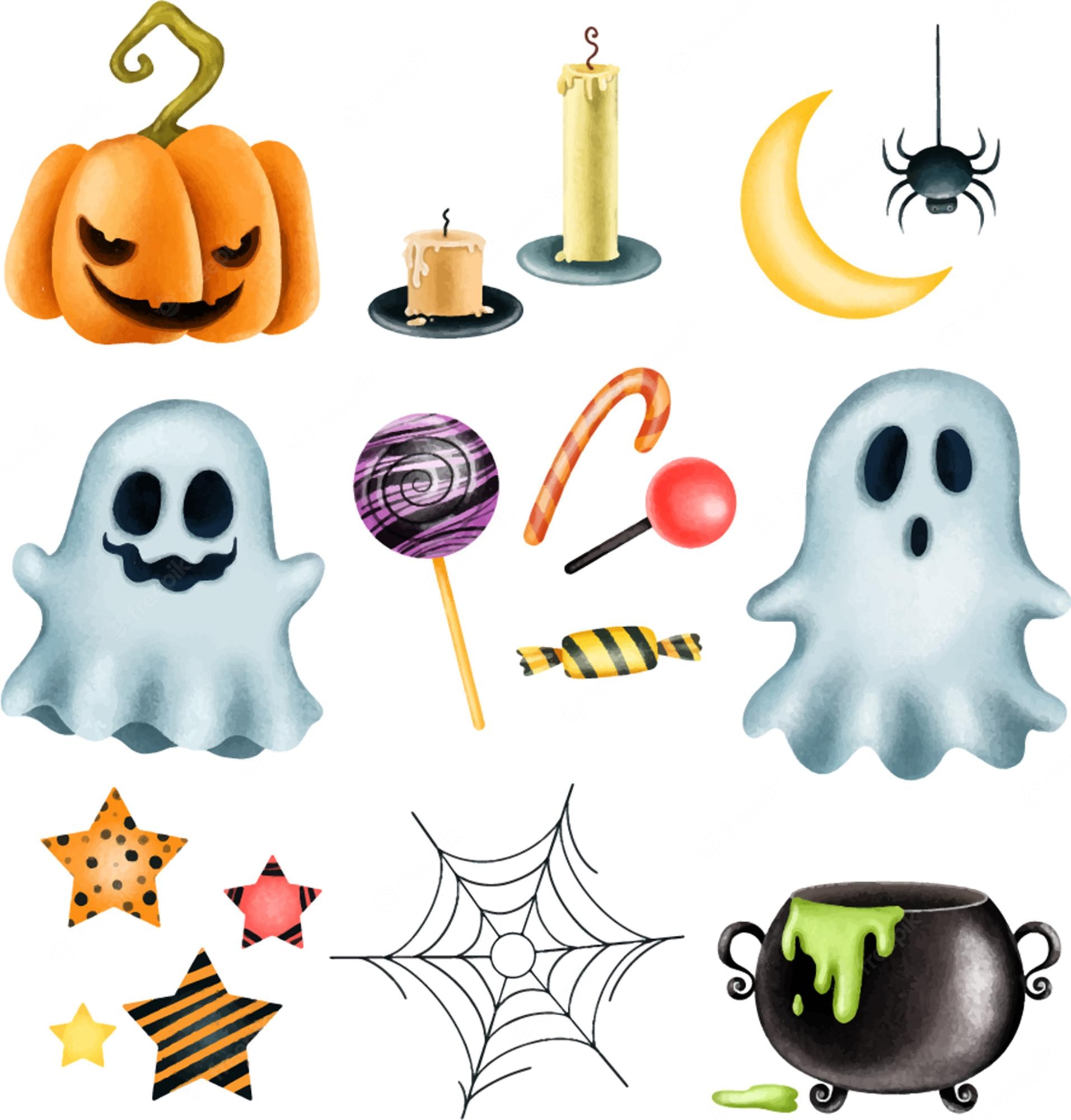 Halloween clipart set spooky pumpkin icons Vector Image - Clip Art Library