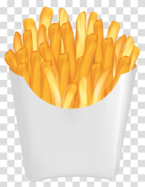 Golden crispy French fries served in a white paper container, ready to eat.