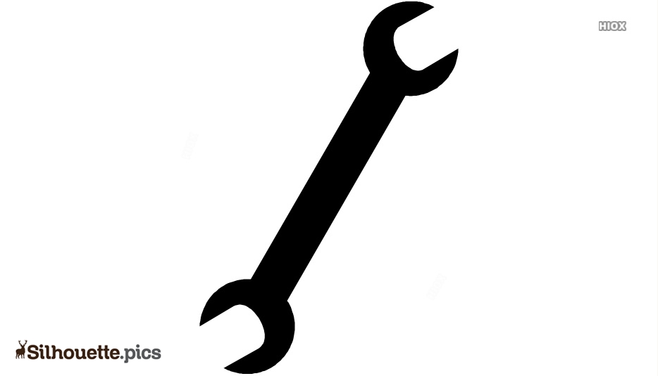 Black silhouette of a double open-end wrench on white background.