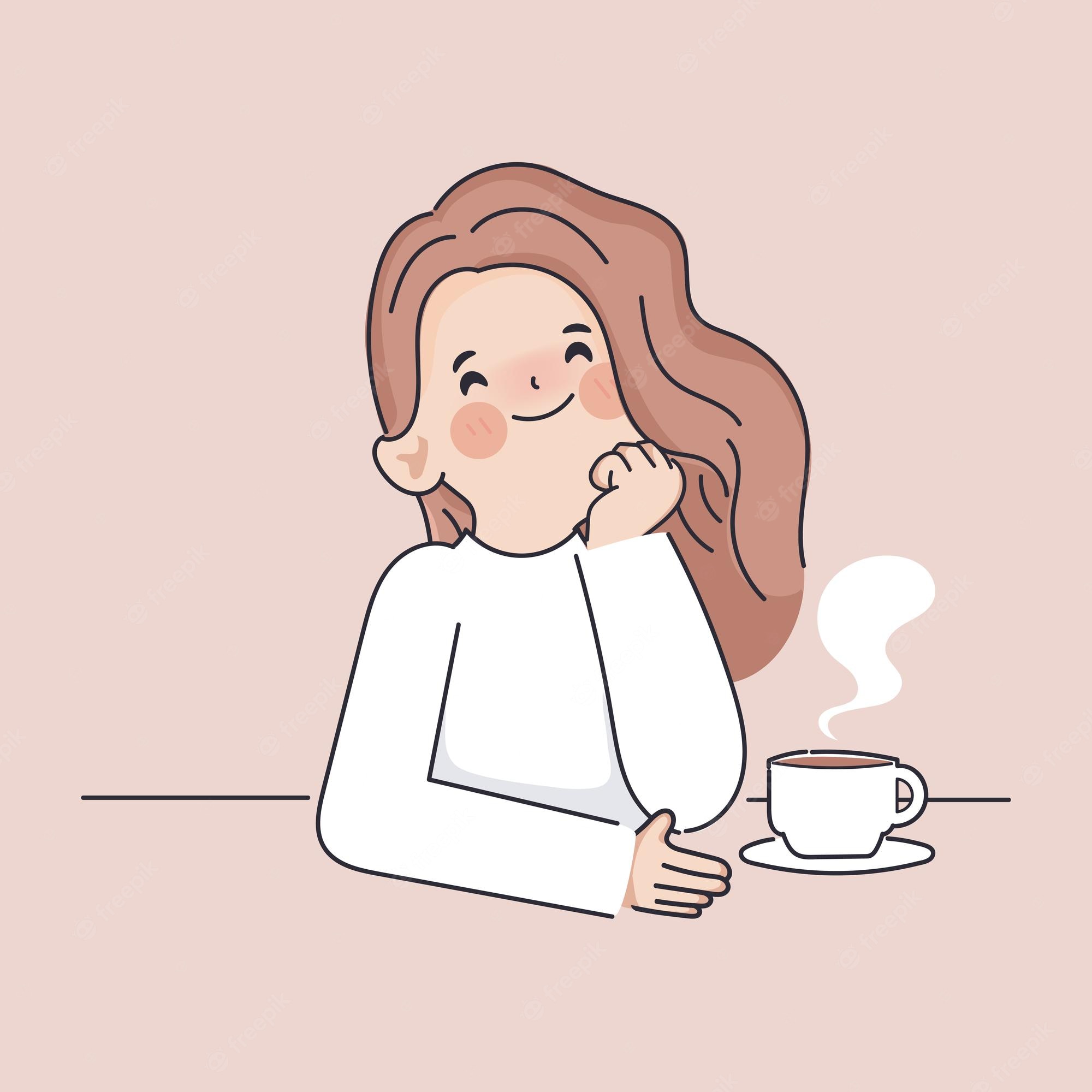 woman drinking coffee clipart