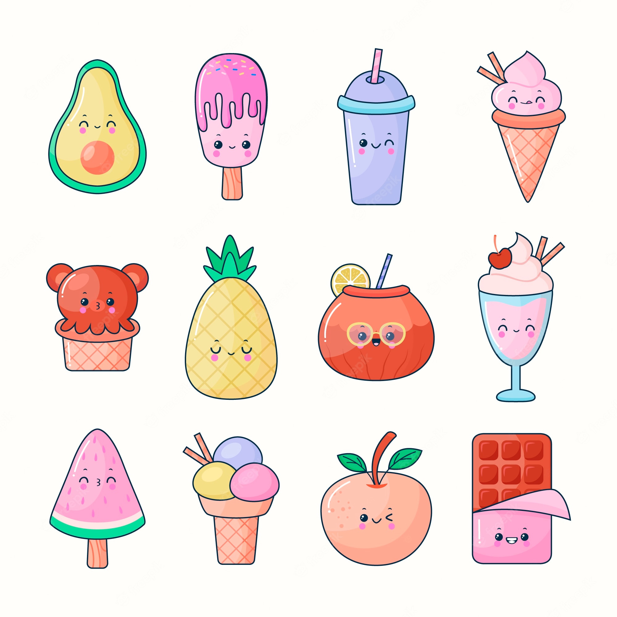 Kawaii Sweets Clipart Cute Sweet Candy Clipart Food Cake Donut Cupcake  Gumball Machine Macaron Candies Cookie Ice Cream Muffin Dessert Party 