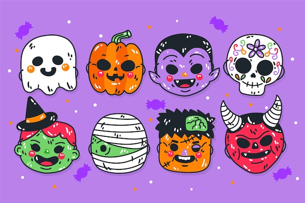 Cute Halloween Characters Clipart - Free Vector Illustrations for Festive Designs