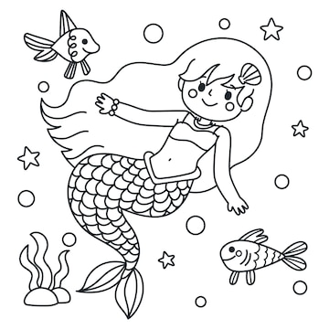 Mermaid line png images | PNGWing - Clip Art Library