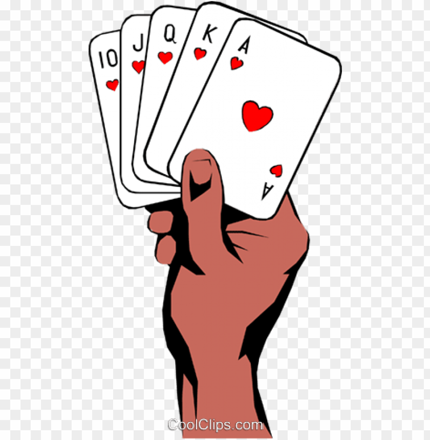 Royal Flush in Hearts - Poker Winning Hand Illustration