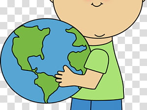 Child hugging a colorful globe, symbolizing care for the planet and global awareness.
