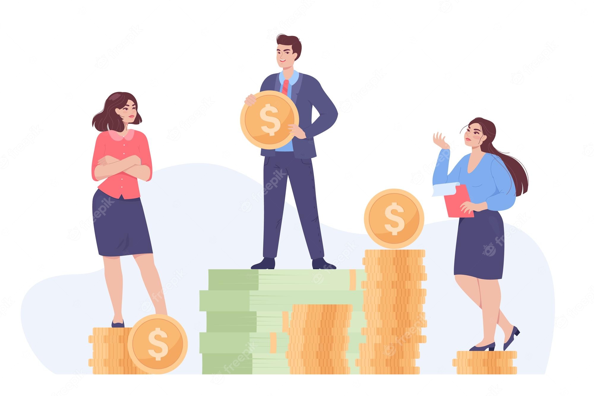 Gender Pay Gap Illustration - Visual Representation of Workplace Earnings Inequality