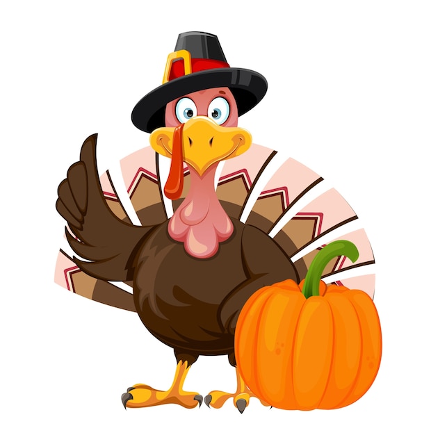 Festive Thanksgiving Turkey with Pumpkin - Free Clipart Image