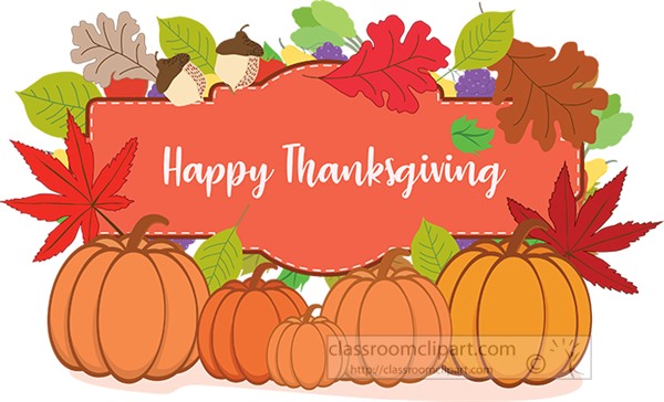Happy Thanksgiving Clip Art - Free Fall Holiday Graphic