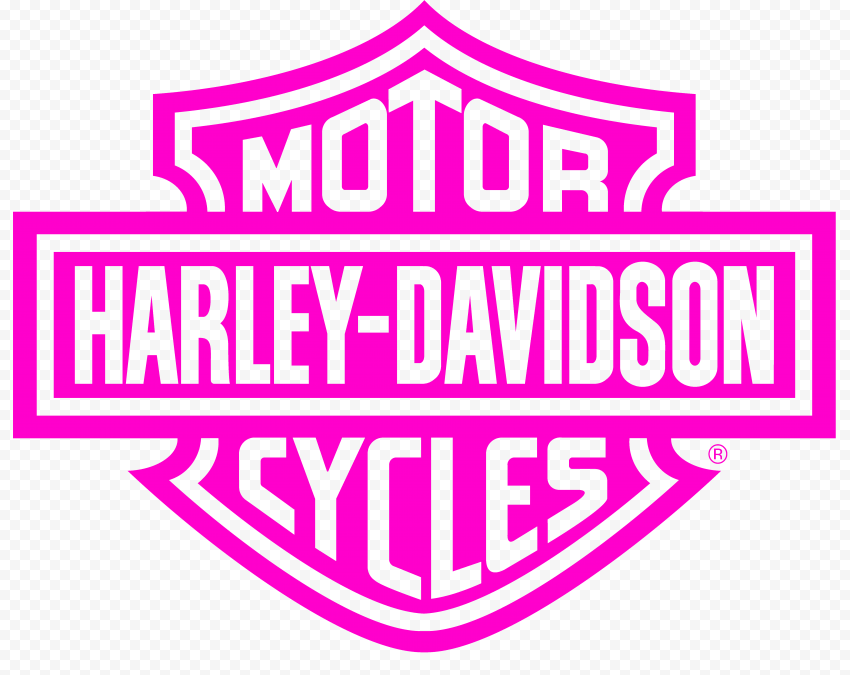 Pink Harley-Davidson Motor Cycles logo with white text on transparent background.