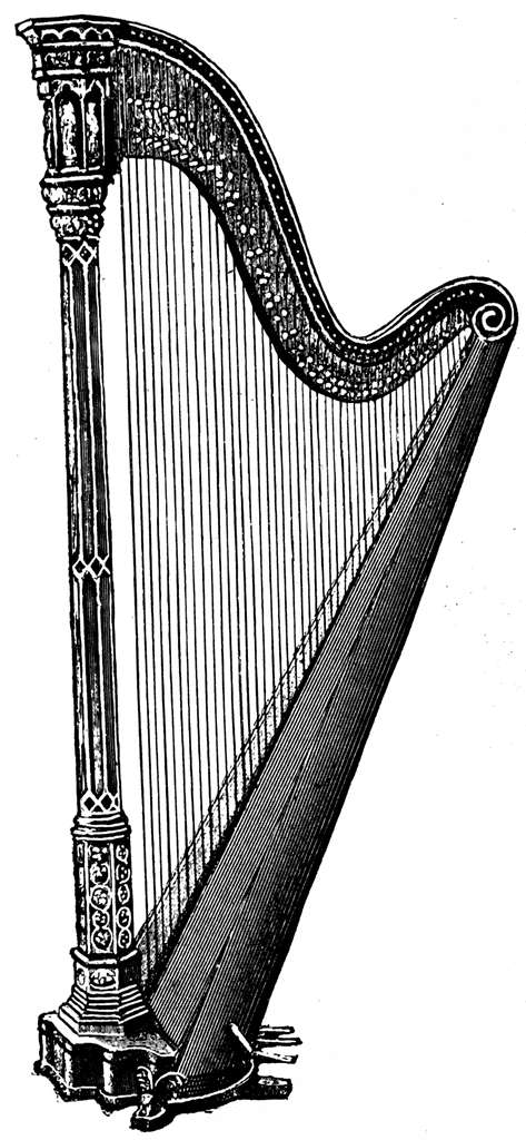 Vintage Harp Illustration - Historical String Instrument Art