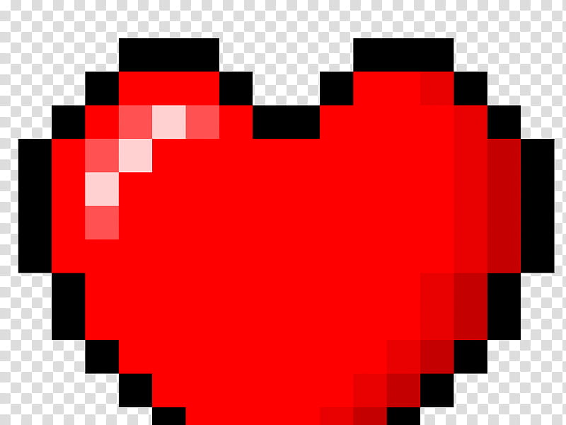 Pixelated red heart with black outline and white highlight, classic 8-bit game style.