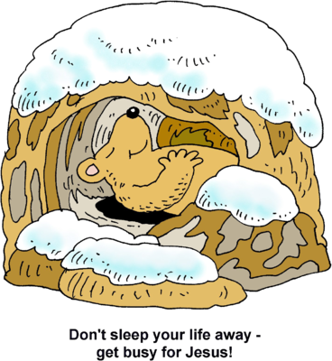 A cartoon groundhog peeking from a snowy burrow, eyes closed and smiling peacefully.