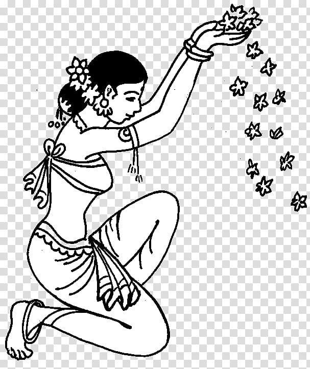 Traditional Indian dancer in classical pose, scattering flower petals with graceful gesture.