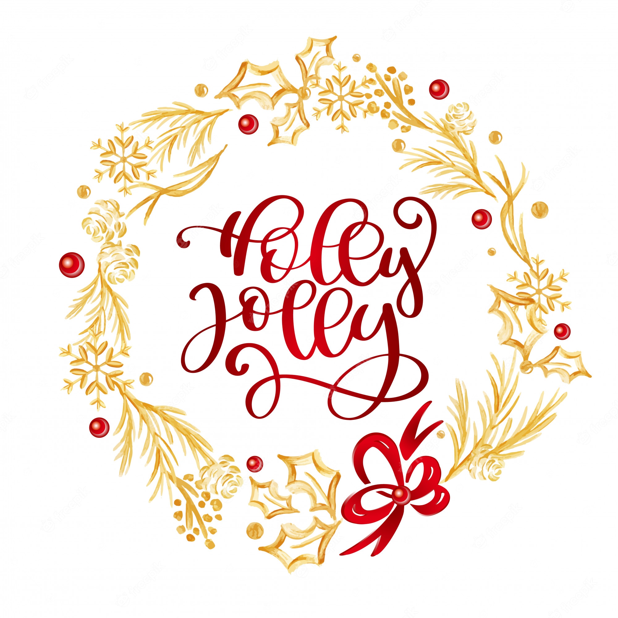 Holly Jolly Christmas Wreath Design - Festive Holiday Graphic