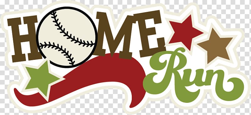 Baseball-themed "Home Run" graphic with stars, ribbon, and stitched ball.