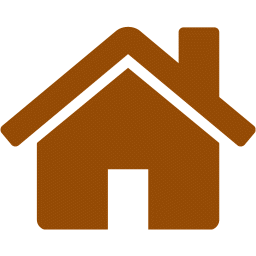 Brown textured house icon with chimney and door on white background