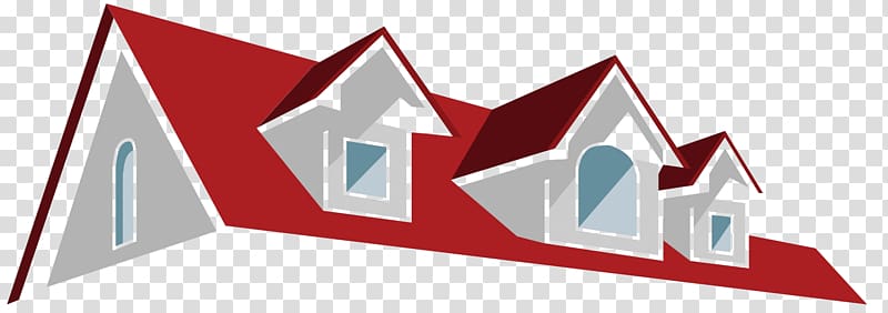 Stylized illustration of three connected houses under a shared red roof, symbolizing community or real estate services.