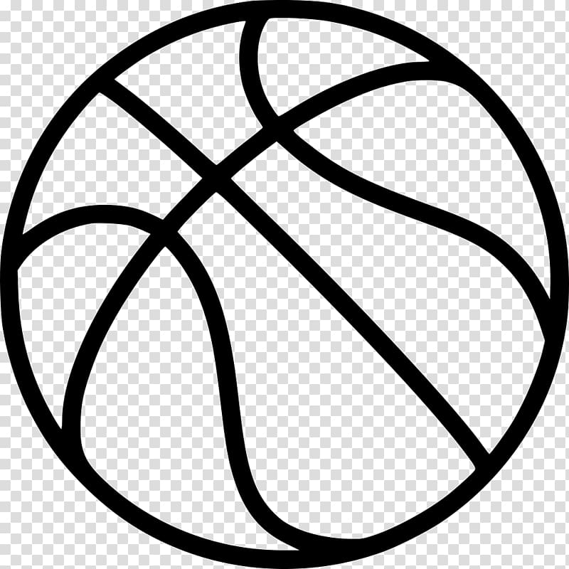 Black line drawing of a basketball on transparent background