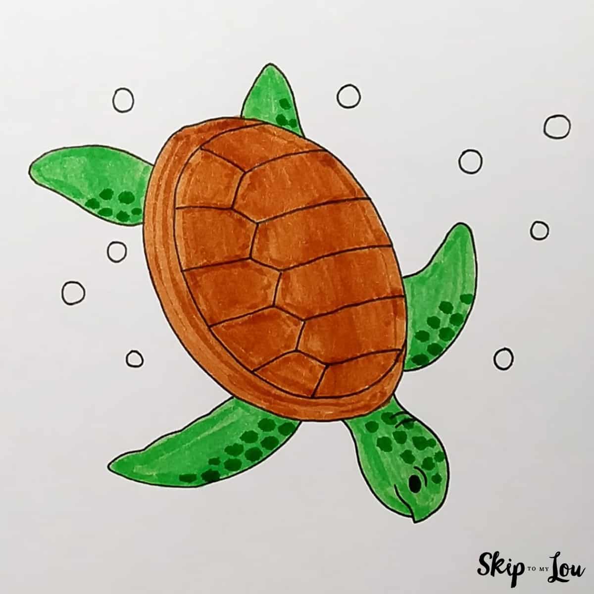How to Draw A beautiful Turtle with this tutorial for kids - Clip Art ...