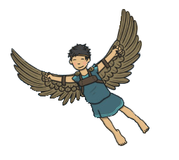 Icarus, A Guy With Steel Wings. Apparel Print Design. Scratch - Clip ...
