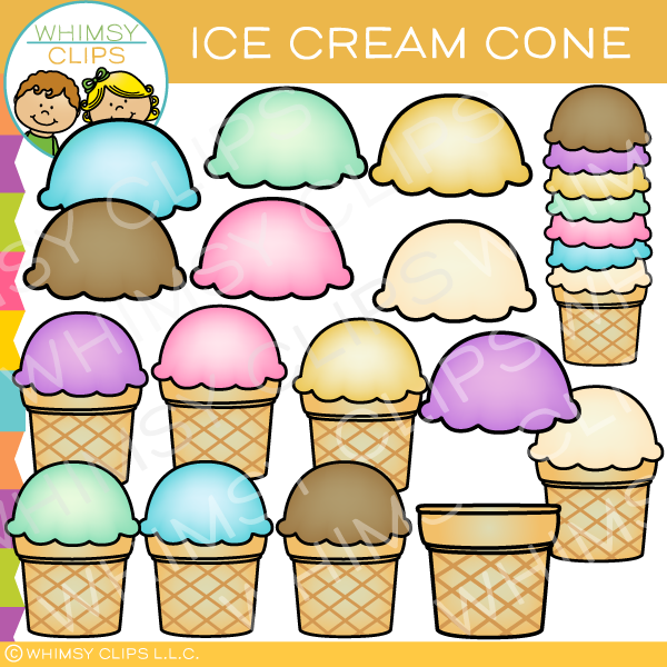 Ice Cream Cone Clip Art - Fun, Printable Graphics for Teachers & Designers