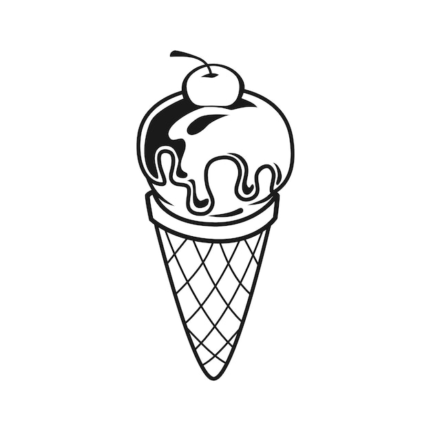 Classic Ice Cream Cone Illustration - Free Vector Art & Download