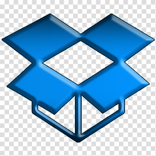 Blue Dropbox logo featuring an open box design with a 3D effect on transparent background.