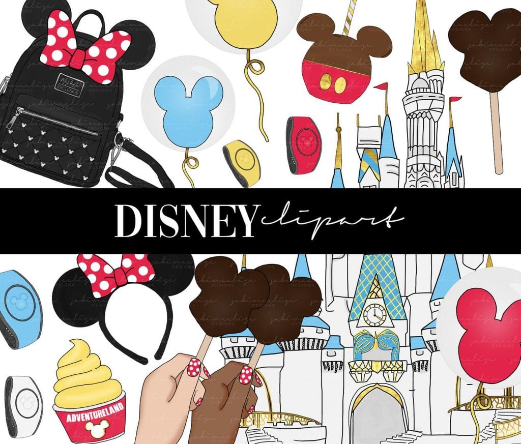 Disney Clipart Bundle - Mickey Ears, Castle, Snacks & More for Creative Projects