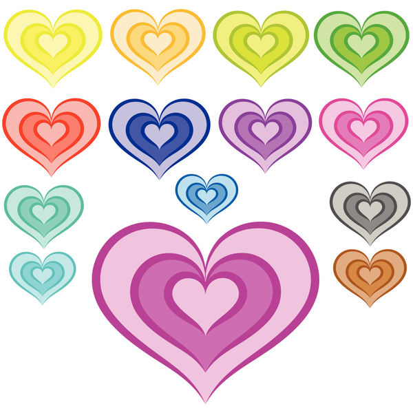 Valentine Hearts , Multi-Colored Clip Art - AMBillustrations.com - Clip ...