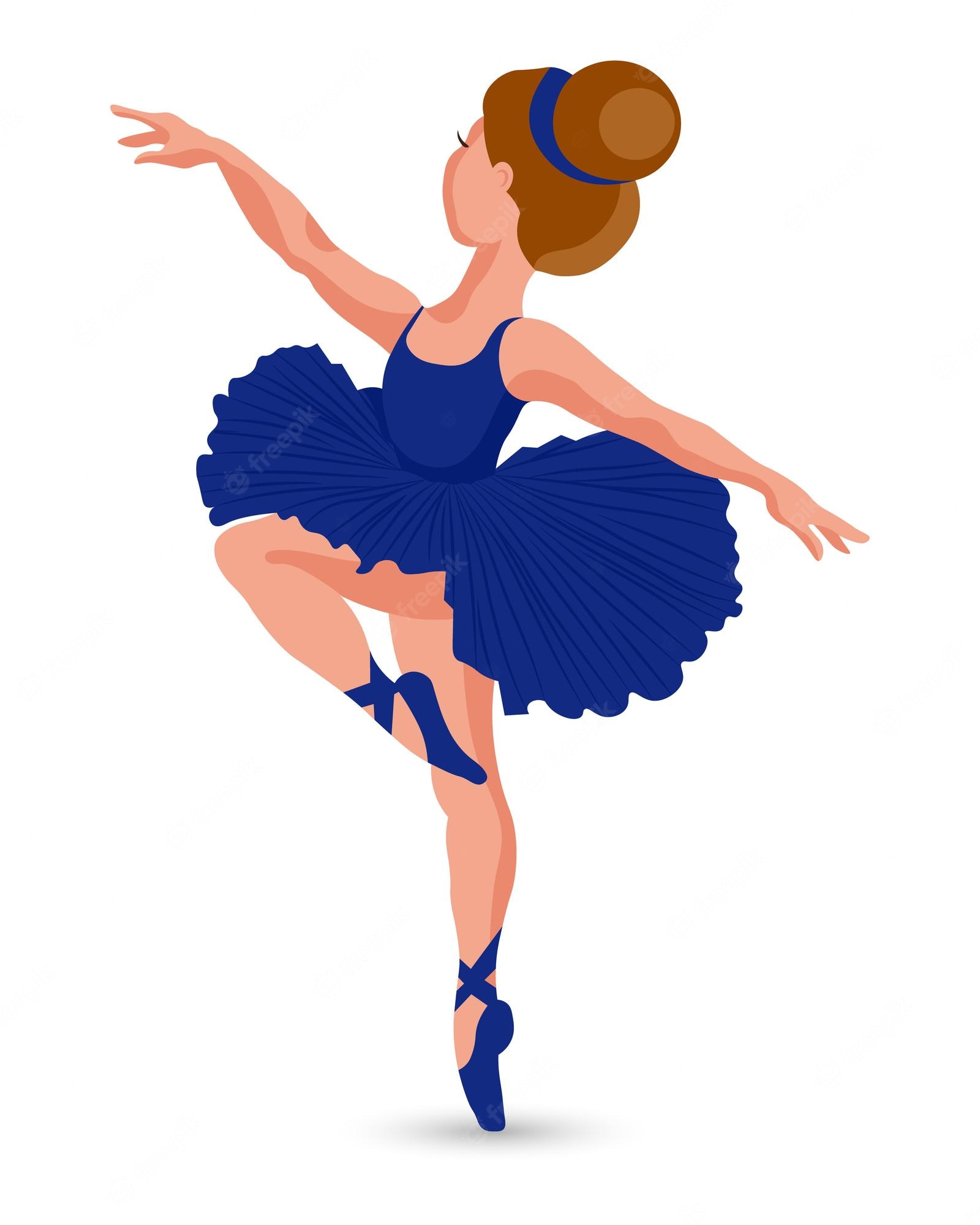 Blue Tutu Ballet Dancer Illustration - Graceful Arabesque Pose