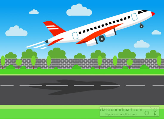 Airplane Takeoff Illustration - Free Classroom Clipart