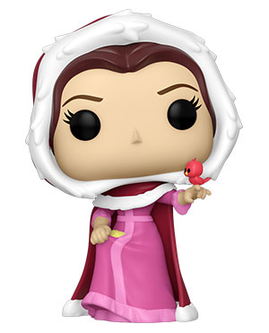Funko Pop figure of a woman in pink robe and white hood holding a red bird.
