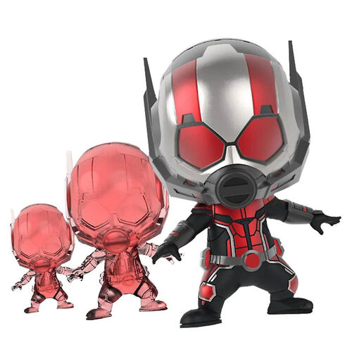 Ant-Man chibi figure with two translucent red mini versions, stylized collectible toy set.