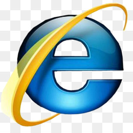 Internet Explorer logo featuring a blue lowercase 'e' with a yellow and green swoosh orbiting it.