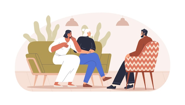 Professional Counseling Session Illustration - Supportive Therapy Environment