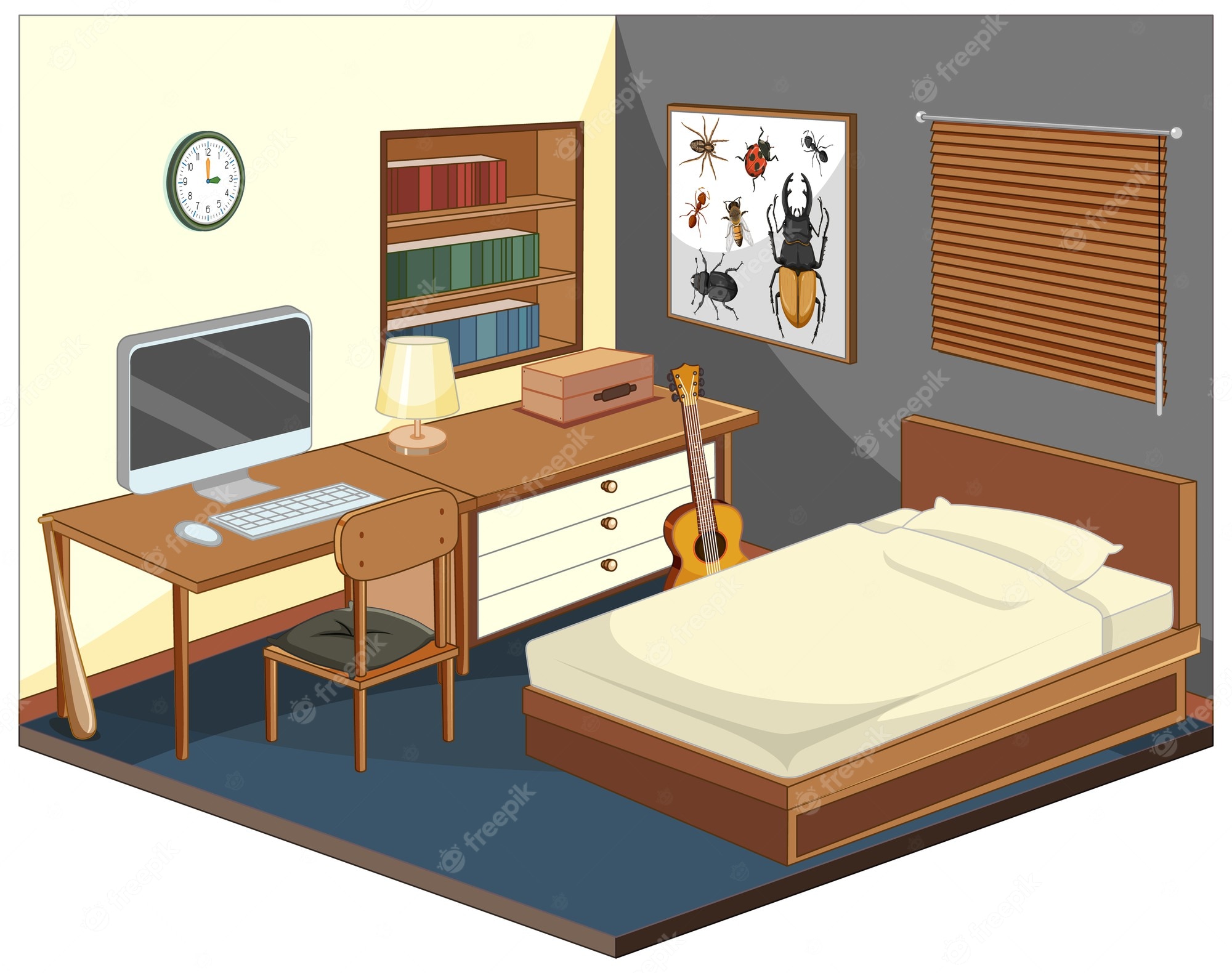 BEDROOM FURNITURE Clipart, Modern Art Graphic by clipartfables - Clip ...