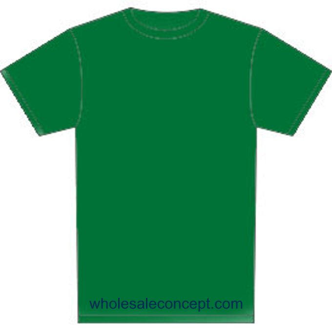 Solid green plain t-shirt with ribbed crew neck and short sleeves, displayed flat on white background.